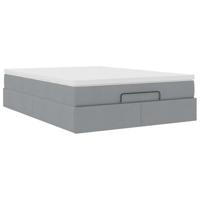 Ottoman bed met matras 140x190cm stof lichtgrijs - thumbnail