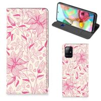 Samsung Galaxy A71 Smart Cover Pink Flowers - thumbnail