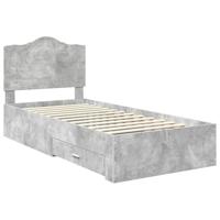 Bedframe met hoofdeinde Beton Grijs 100 x 200 cm Bewerkt hout - thumbnail