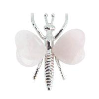 Edelsteen Rozenkwarts Vlinder - Zilverkleurig & Hartjes (ca. 4,5 x 4 - thumbnail