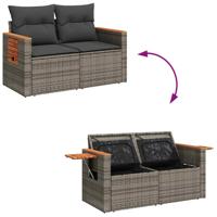 7-delige Loungeset met kussens poly rattan grijs - thumbnail