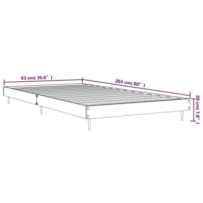 Bedframe bewerkt hout grijs sonoma eikenkleurig 90x200 cm Bedframe bewerkt hout grijs sonoma eikenkleurig 90x200 cm