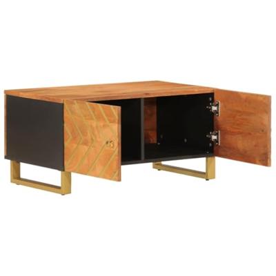 Salontafel 80x50x40 cm massief mangohout bruin en zwart