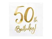 Servetten 50th Birthday Goud - 20 Stuks - thumbnail