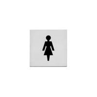 Intersteel | Pictogram damestoilet | Zelfklevend | Vierkant | RVS Geborsteld - thumbnail
