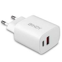 LINDY 20W USB Typ A & C Charger USB-oplader 20 W 1x USB-A, 1x USB-C Wit Binnen - thumbnail