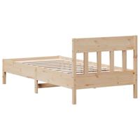 Bedframe met hoofdbord massief grenenhout 90x190 cm - thumbnail