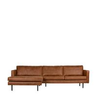 WOOOD Loungebank 'Rodeo' Links, Eco Leder, kleur Cognac - thumbnail