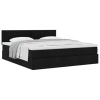 Ottoman bed met matras 160x200cm stof zwart - thumbnail
