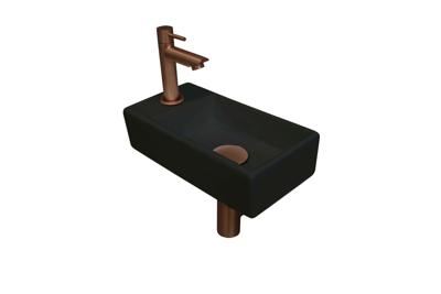 Fonteinset INK Versus 36x18x9cm Porselein Mat Zwart Met Kraangat Links Mat Rose Goud Fonteinset INK Versus 36x18x9cm Porselein Mat Zwart Met Kraangat Links Mat Rose Goud