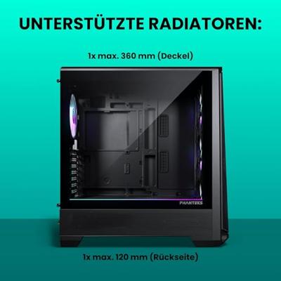 Phanteks PH-EC400GA_DBK01 Midi-tower Behuizing, Gaming-behuizing, PC-behuizing Zwart