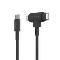 Hyper HyperJuice USB-C naar USB-C en Lightning hybrid silicone kabel (1.5m/60W) - Black - thumbnail