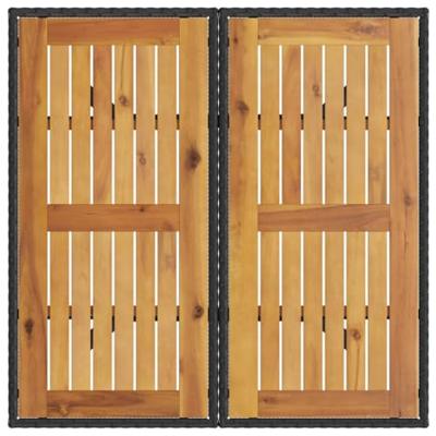 Tuintafel met acaciahouten blad 80x80x75 cm poly rattan zwart - thumbnail