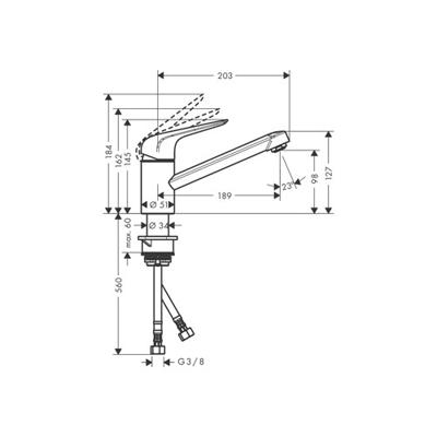 Hansgrohe Focus M42 ééngreeps keukenmengkraan 100 met CoolStart en EcoClick, chroom