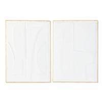 Wanddecoratie Home ESPRIT Wit Gouden Abstract 72,7 x 2,5 x 100,5 cm (2 Stuks) - thumbnail