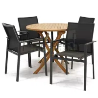Tuinset Delia zwart stapelbaar met Milton tafel rond 90 - thumbnail