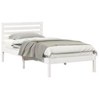 Bedframe met hoofdeinde Wit 90 x 190 cm Massief grenenhout - thumbnail