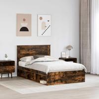 Bedframe met lade Gerookt eiken 135 x 190 cm Massief grenenhout - thumbnail