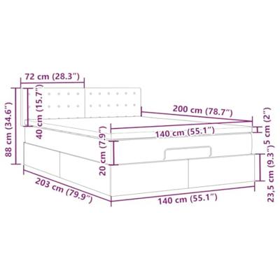 Ottoman bed met matras 140x200cm kunstleer cappuccinokleurig