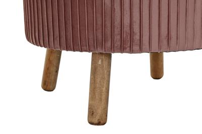 Voetensteun DKD Home Decor Natuurlijk Hout Fluweel Licht Roze (61 x 61 x 38 cm)