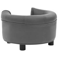 Hondenbank 48x48x32 cm pluche en kunstleer grijs - thumbnail