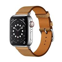 Lederen bandje - Licht Bruin - Geschikt voor Apple Watch 44mm / 45mm / 46mm / 49mm - thumbnail