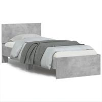 Bedframe met hoofdbord en LED-verlichting betongrijs 75x190 cm - thumbnail