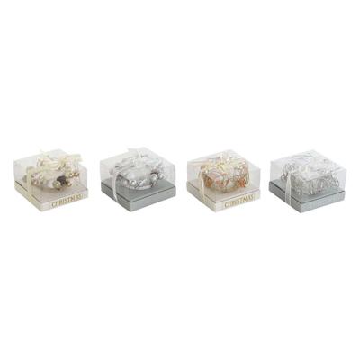 Kaars DKD Home Decor Gouden Zilverkleurig Kerstmis 10.5 x 10.5 x 7 cm 10,5 x 10,5 x 7 cm (4 Stuks)