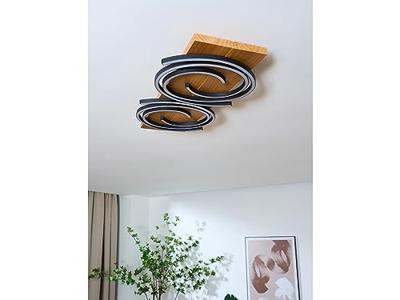 ECO-Light 9180-PL2 WO RIFIA LED-plafondlamp LED 25 W Hout, Zwart ECO-Light 9180-PL2 WO RIFIA LED-plafondlamp LED 25 W Hout, Zwart