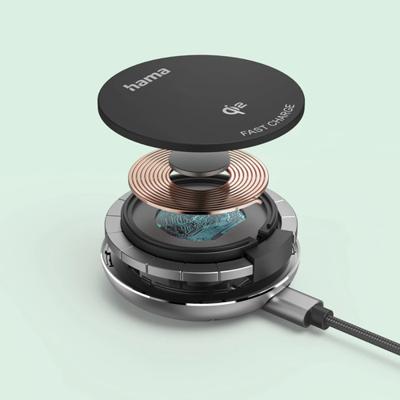 Hama Draadloze Qi2-oplader 15 W bureau Oplader Zwart - thumbnail