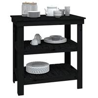 Werkbank 78,5x50x80 cm massief grenenhout zwart - thumbnail
