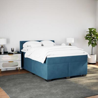 Boxspring met matras fluweel blauw 140x200 cm - thumbnail