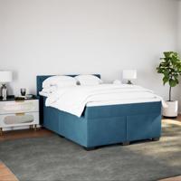 Boxspring met matras fluweel donkerblauw 140x190 cm - thumbnail