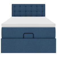 Bed met matras 90x200 cm stof blauw - thumbnail