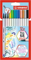 Stabilo Pen 68 brush viltstiften 12 stuks - thumbnail