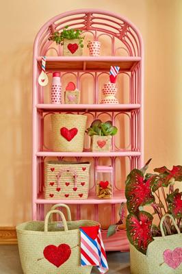 Hoekige mand in raffia voor kinderen HEARTS RICE beige Hoekige mand in raffia voor kinderen HEARTS RICE beige