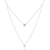 Elenza Dubbele Ketting in Zilver met Hamsa Hand en Zirkonia - thumbnail
