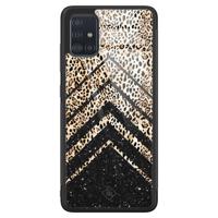 Samsung Galaxy A51 glazen hardcase - Chevron luipaard - thumbnail