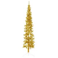 VidaXL Kunstkerstboom half met standaard smal 180 cm goudkleurig - thumbnail
