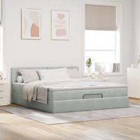 Ottoman bed met matras en LED's 180x200cm fluweel lichtgrijs - thumbnail