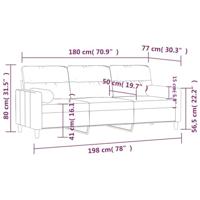 Driezitsbank met sierkussens 180 cm stof donkergrijs - thumbnail