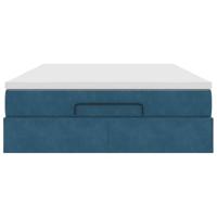 Ottoman bed met matras 140x190cm fluweel donkerblauw - thumbnail