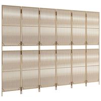 Kamerscherm 6 panelen poly rattan beige - thumbnail