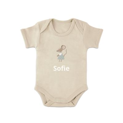 Romper bedrukken - Korte mouw - Beige - 74/80