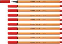 Fineliner stabilo point 88 f lichtrood | 10 stuks - thumbnail