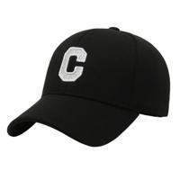 Baseball Cap Geborduurde "C" - Zwart & Wit - thumbnail