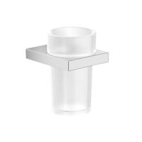 Bekerhouder Sapho Quinny Hangend 8x12 cm Chroom / Melkglas - thumbnail