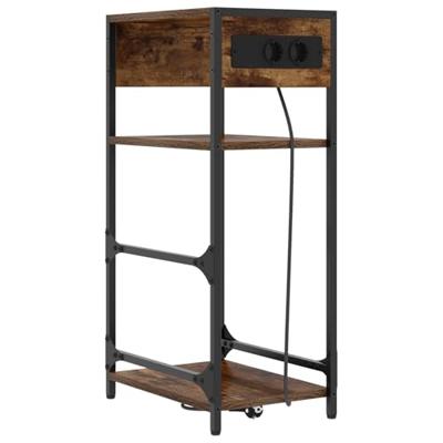 Nachtkastje met lade Gerookt eiken 40 x 27 x 76 cm Bewerkt hout Nachtkastje met lade Gerookt eiken 40 x 27 x 76 cm Bewerkt hout