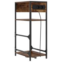 Nachtkastje met lade Gerookt eiken 40 x 27 x 76 cm Bewerkt hout - thumbnail