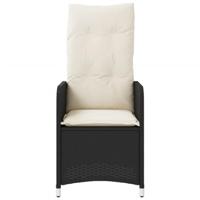 Tuinstoelen 2 st verstelbaar met tafel poly rattan zwart - thumbnail